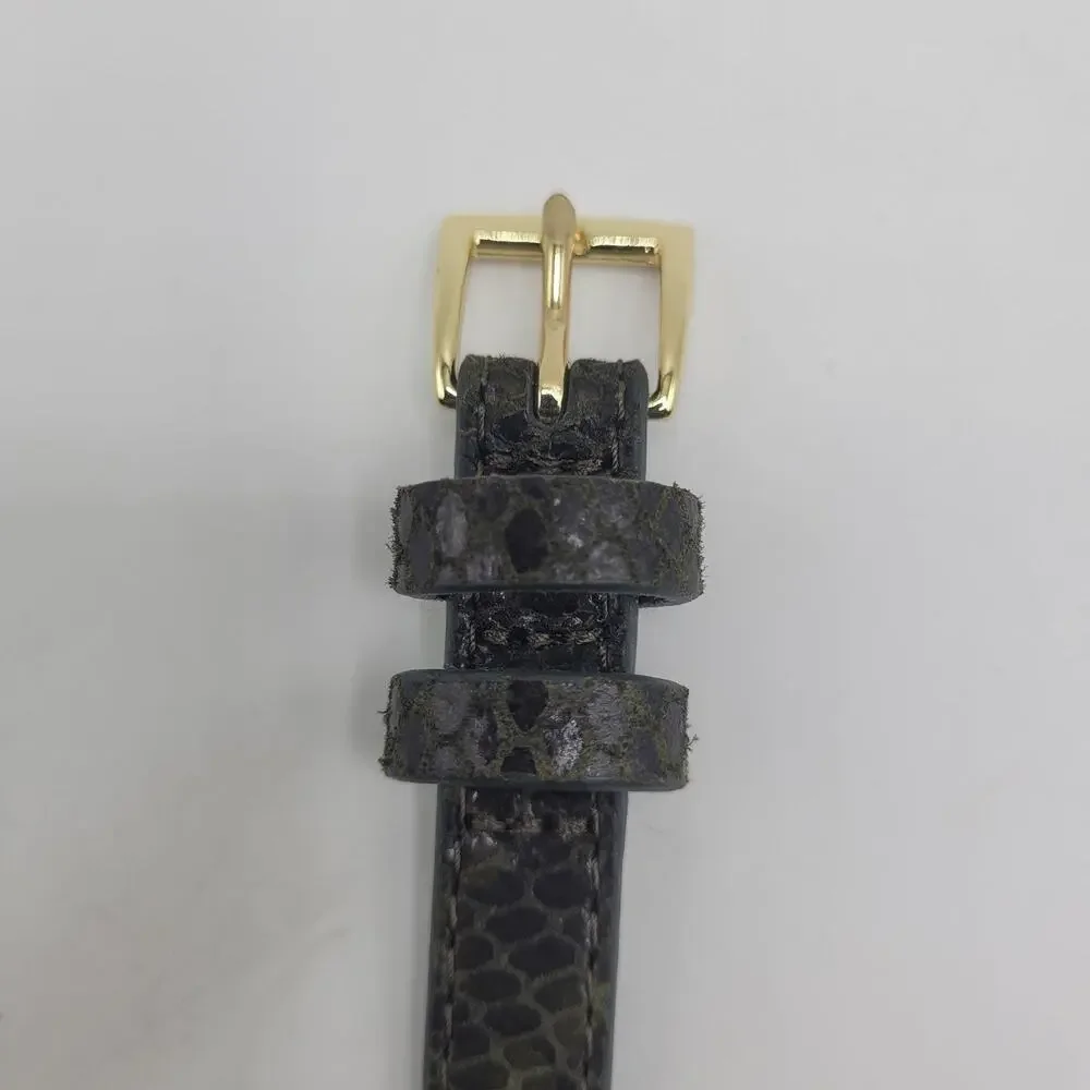 Banana Republic Belt Small Green Leather Snakeski Animal Print Thin Skinny Wrap